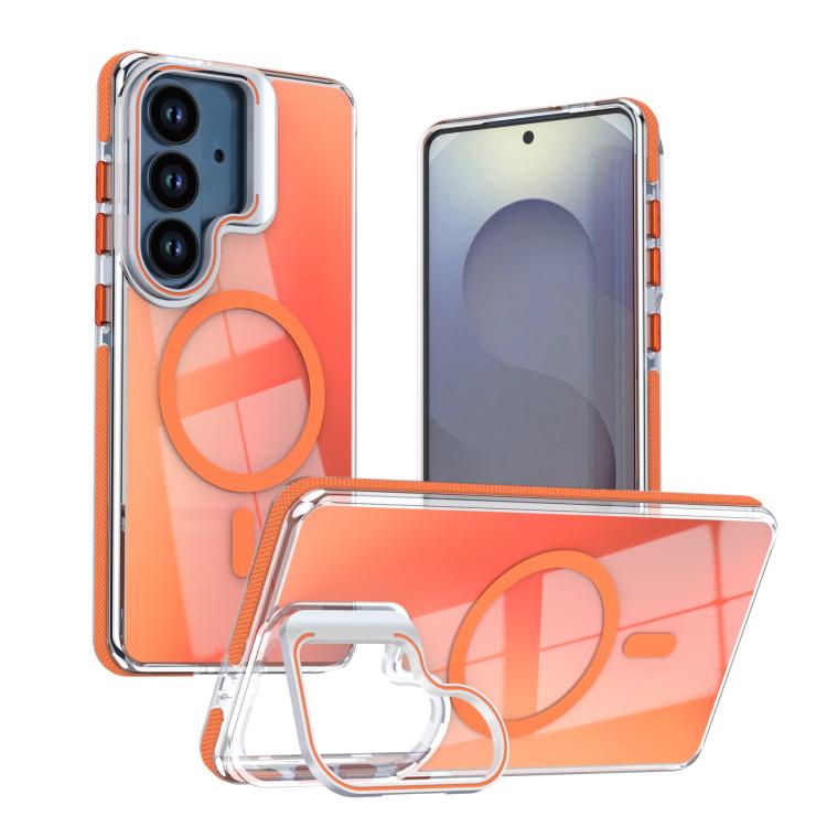 For Samsung Galaxy S26 5G Vibrant Chameleon Lens Kickstand Magnetic Phone Case(Orange)