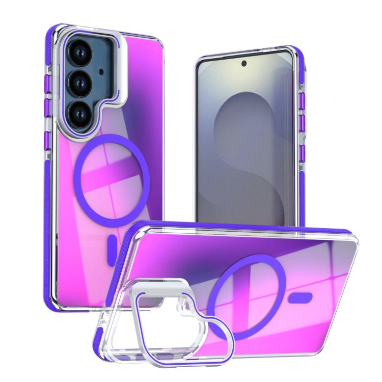 For Samsung Galaxy S26 5G Vibrant Chameleon Lens Kickstand Magnetic Phone Case(Purple)