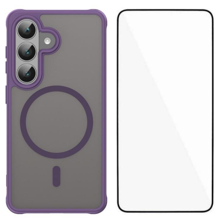 For Samsung Galaxy S26 5G WANLONFENG FD Series Skin Touch Magnetic Phone Case with Screen Film(Purple)