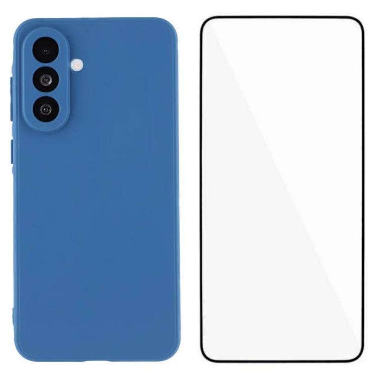 For Samsung Galaxy S26 5G WANLONFENG Square Edge Soft TPU Phone Case with Screen Protector(Blue)