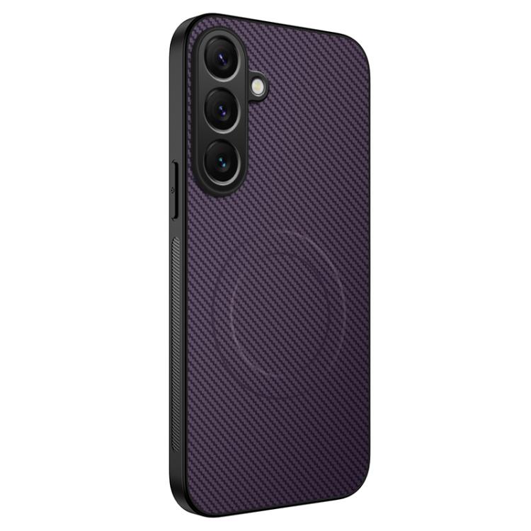 For Samsung Galaxy S26 5G WANLONFENG TQ Series Magnetic Carbon Fiber Texture PC Hybrid TPU Phone Case(Purple)