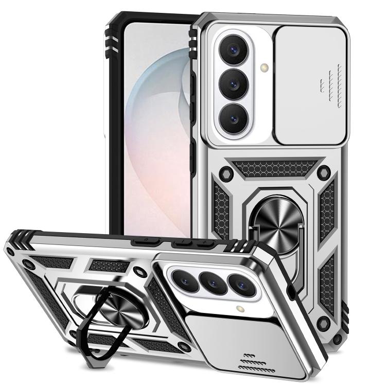 For Samsung Galaxy S26 5G XDcase Sliding Camshield Ring Holder Magnetic Phone Case(Silver)