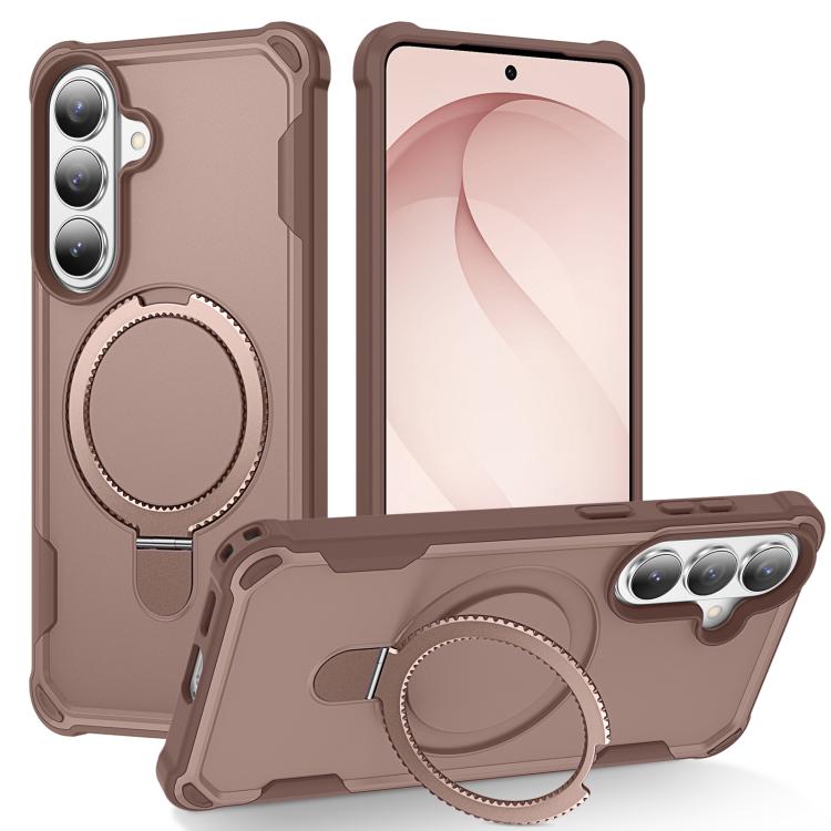 For Samsung Galaxy S26 5G Yingcai Gears MagSafe Holder Shockproof Phone Case(Brown)