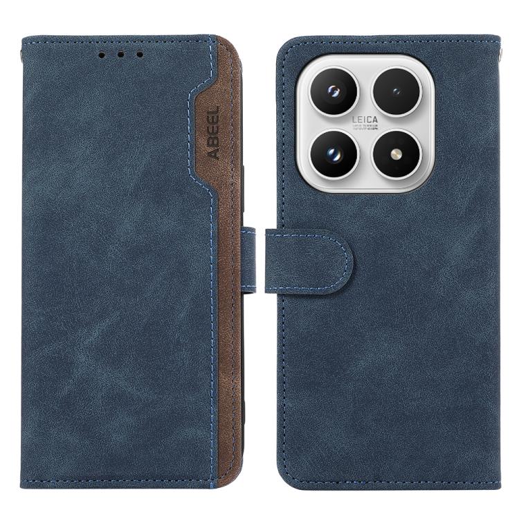 For Xiaomi 17 ABEEL Color Block Magnetic RFID Leather Phone Case(Blue-Brown)