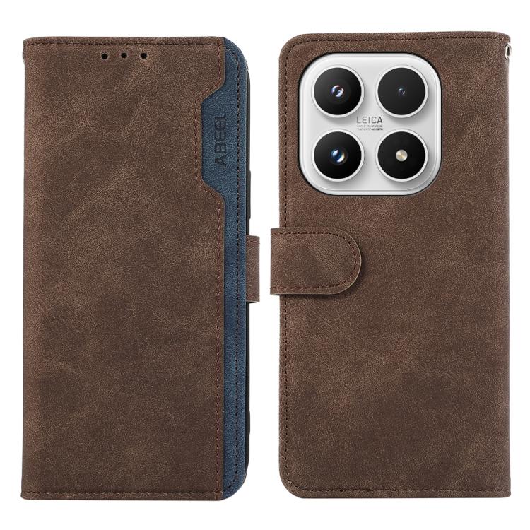 For Xiaomi 17 ABEEL Color Block Magnetic RFID Leather Phone Case(Brown-Blue)