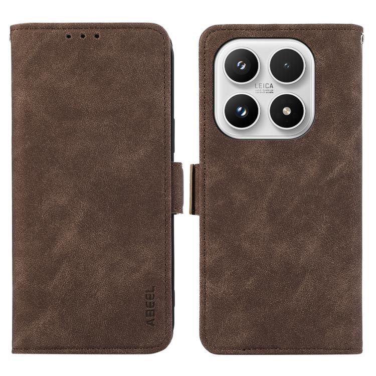 For Xiaomi 17 ABEEL Frosted Magnetic RFID Leather Phone Case(Brown)
