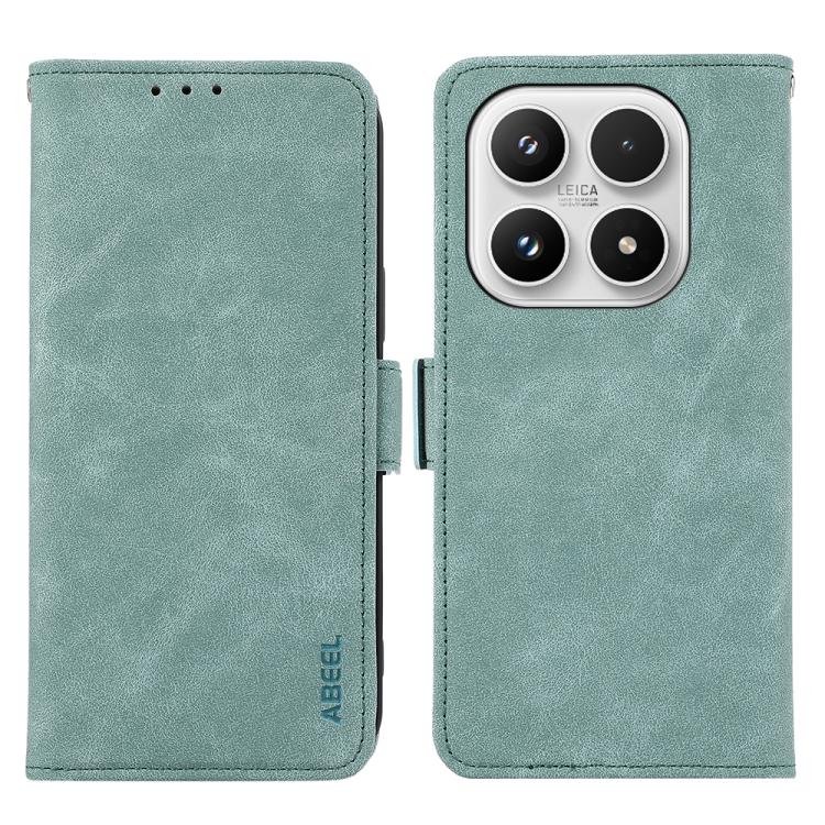 For Xiaomi 17 ABEEL Frosted Magnetic RFID Leather Phone Case(Cyan)