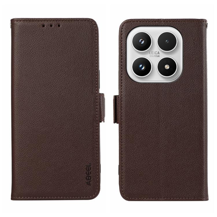 For Xiaomi 17 ABEEL Side-Magnetic Litchi Pattern Leather RFID Phone Case(Brown)