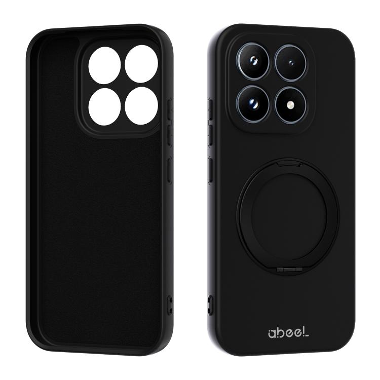 For Xiaomi 17 ABEEL Skin-friendly Feel Magnetic Liquid Silicone Phone Case with Holder(Black)