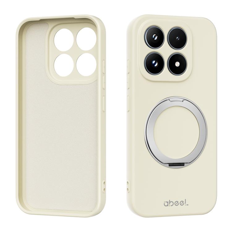 For Xiaomi 17 ABEEL Skin-friendly Feel Magnetic Liquid Silicone Phone Case with Holder(Yellow)