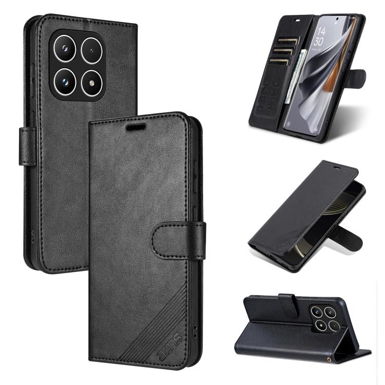 For Xiaomi 17 AZNS Sheepskin Texture Flip Leather Phone Case(Black)