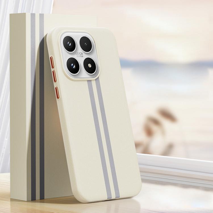 For Xiaomi 17 Boundless Rock Sand Starting Line Series Contrast Color Magnetic Phone Case(Beige)