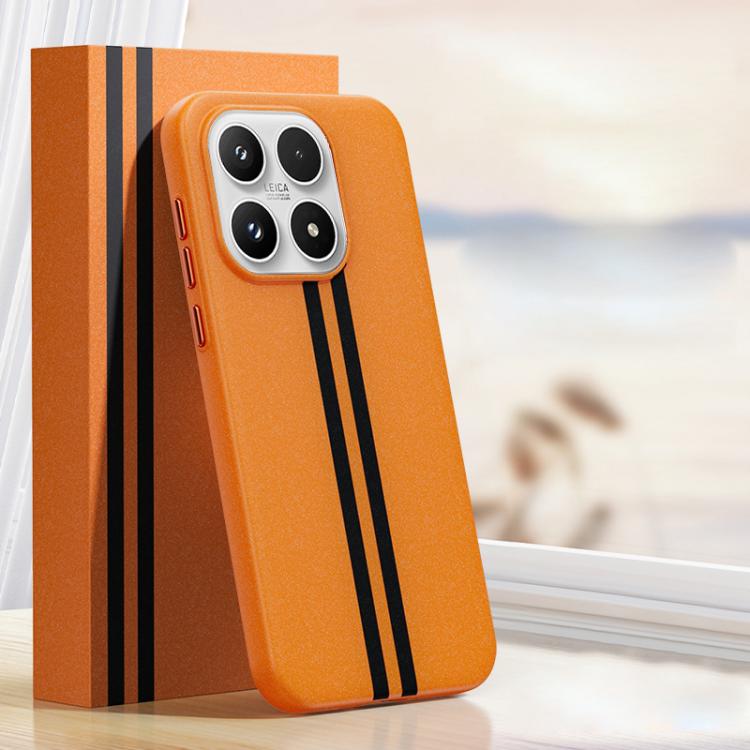 For Xiaomi 17 Boundless Rock Sand Starting Line Series Contrast Color Magnetic Phone Case(Orange)