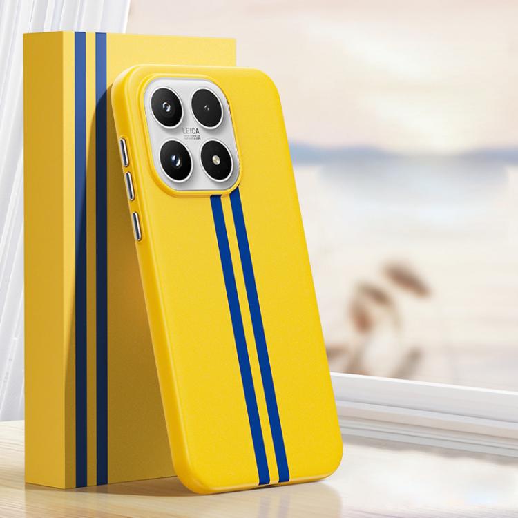 For Xiaomi 17 Boundless Rock Sand Starting Line Series Contrast Color Magnetic Phone Case(Yellow)