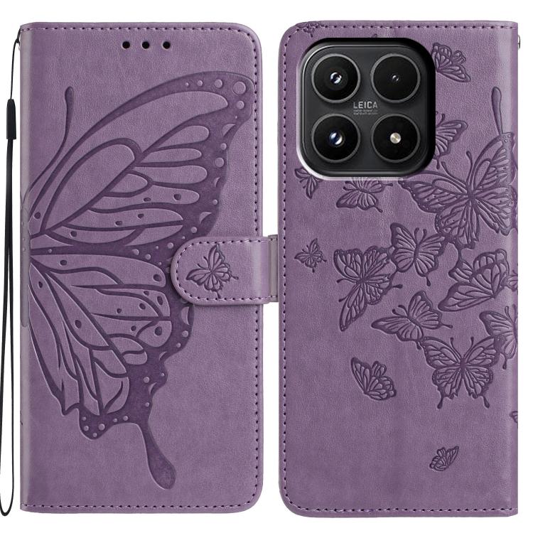 For Xiaomi 17 Butterfly Flutter Pattern Embossed Leather Phone Case(Purple)