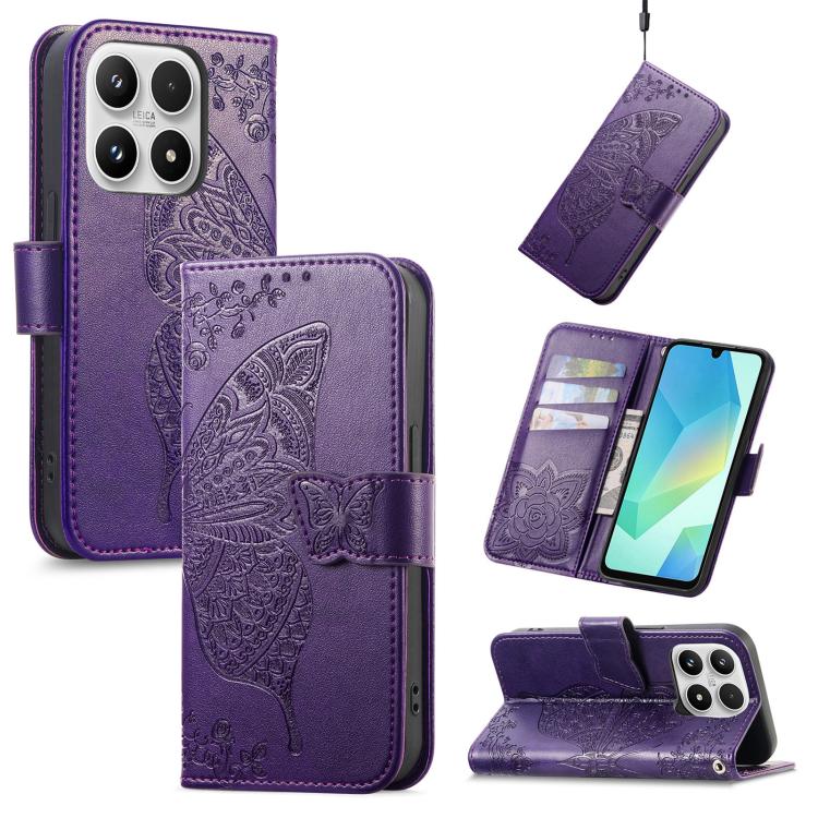 For Xiaomi 17 Butterfly Love Flower Embossed Leather Phone Case(Purple)