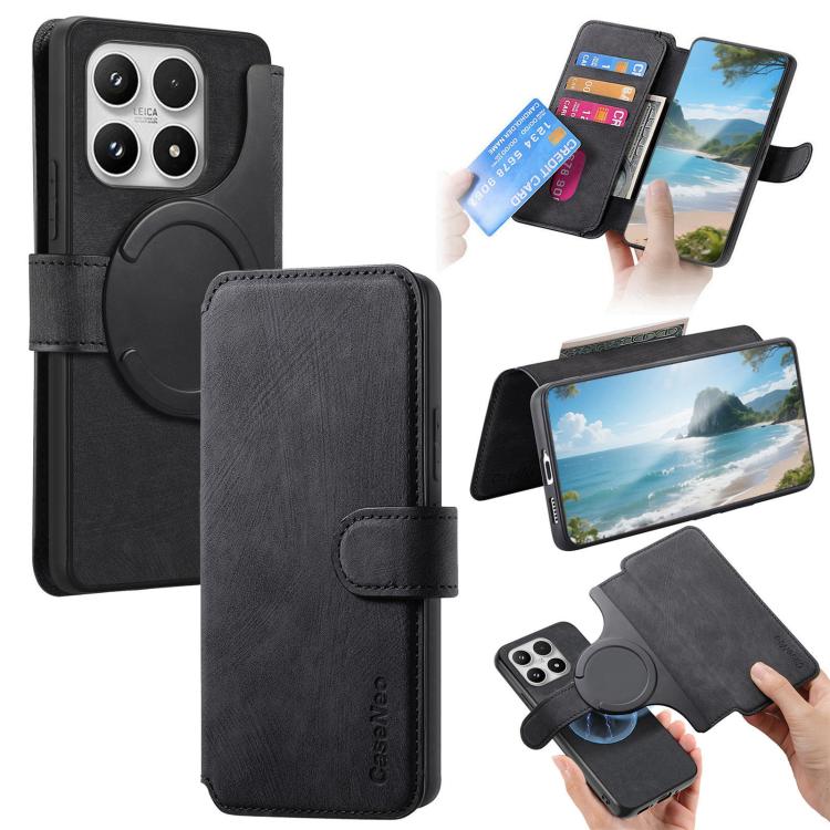 For Xiaomi 17 CaseNeo MagSafe RFID Anti-theft Retro Leather Phone Case(Black)