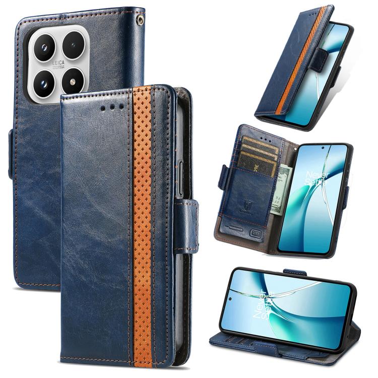 For Xiaomi 17 CaseNeo Splicing Dual Magnetic Buckle Leather Phone Case(Blue)