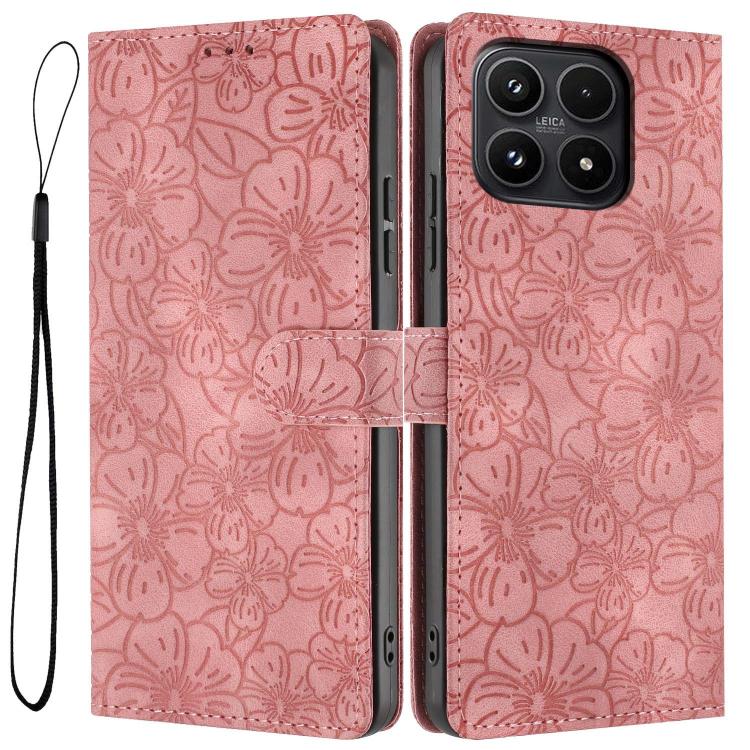 For Xiaomi 17 Cherry Blossoms Embossed Leather Phone Case(Pink)