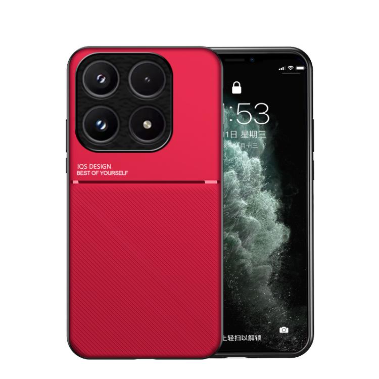 For Xiaomi 17 Classic Tilt Strip Grain Magnetic PC Hybrid TPU Phone Case(Red)