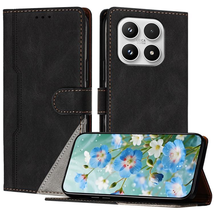 For Xiaomi 17 Color Matching Buckle Clasp Vegan Leather Phone Case(Black)