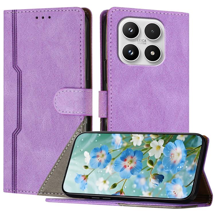 For Xiaomi 17 Color Matching Buckle Clasp Vegan Leather Phone Case(Purple)