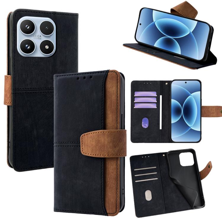 For Xiaomi 17 Color Stitching Skin Feel Leather RFID Blocking Phone Case(Black)