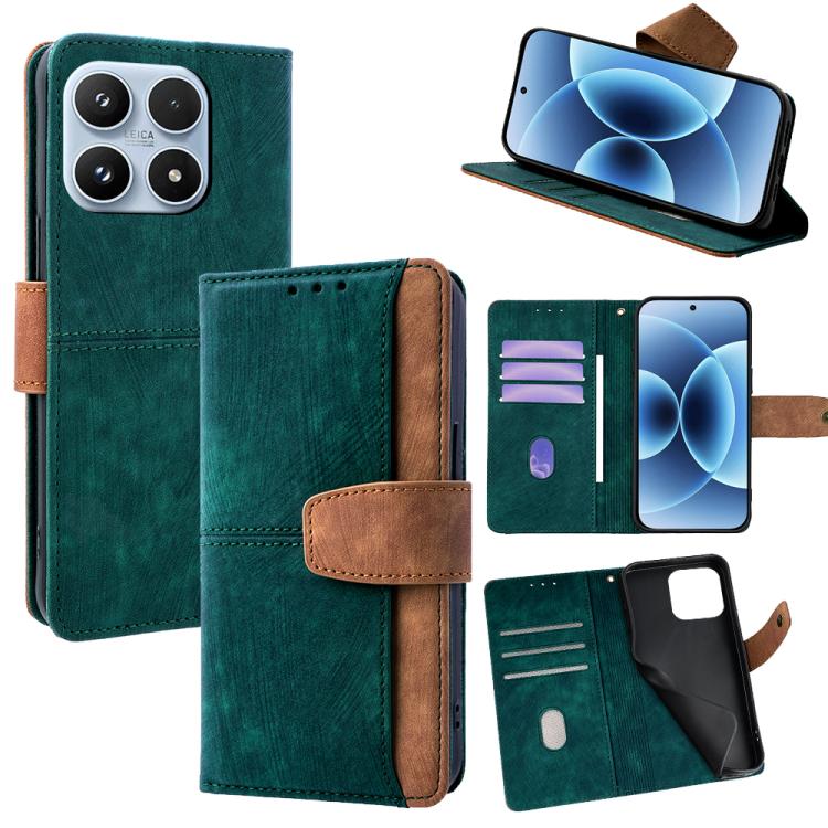 For Xiaomi 17 Color Stitching Skin Feel Leather RFID Blocking Phone Case(Green)