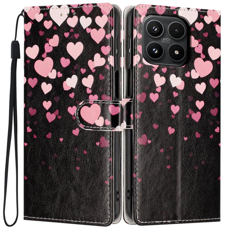 For Xiaomi 17 Colorful Painting Vegan Leather Phone Case with Lanyard(Hearts)