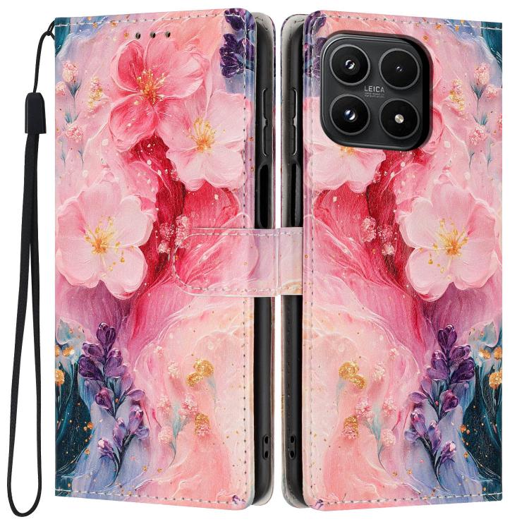 For Xiaomi 17 Colorful Painting Vegan Leather Phone Case with Lanyard(Oil Painting Flowers)