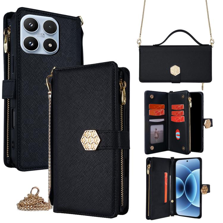 For Xiaomi 17 Crossbody Handle Cross Texture Leather Phone Case(Black)
