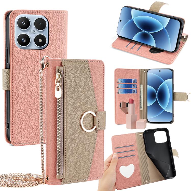 For Xiaomi 17 Crossbody Litchi Texture Leather Phone Case(Pink)