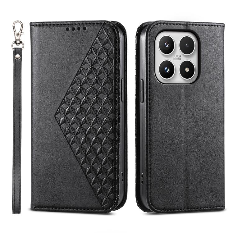 For Xiaomi 17 Cubic Grid Calf Texture Magnetic Leather Phone Case(Black)