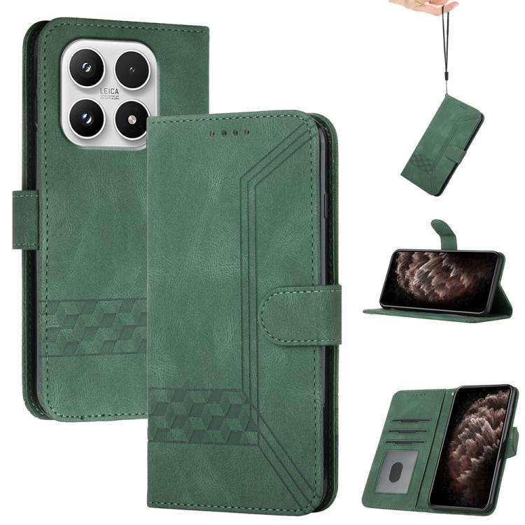 For Xiaomi 17 Cubic Skin Feel Flip Leather Phone Case(Green)