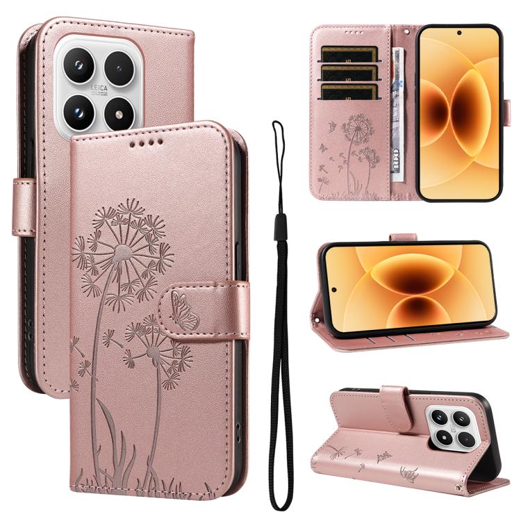 For Xiaomi 17 Dandelion Embossed Pattern Flip Leather Phone Case(Rose Gold)
