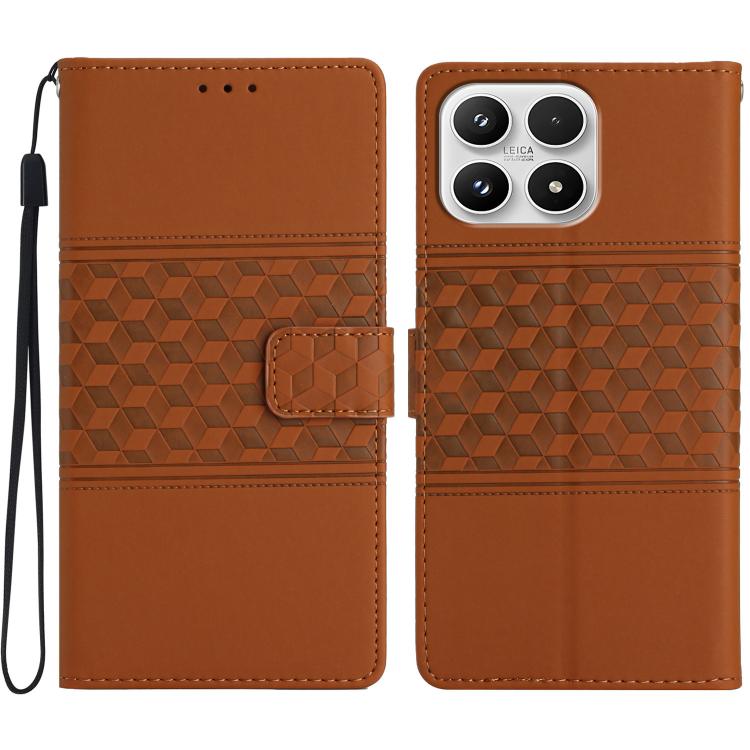 For Xiaomi 17 Diamond Embossed Skin Feel Leather Phone Case(Brown)