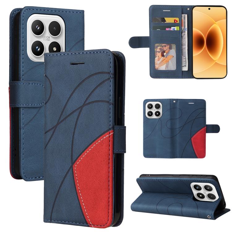 For Xiaomi 17 Dual-color Splicing Flip Leather Phone Case(Blue)