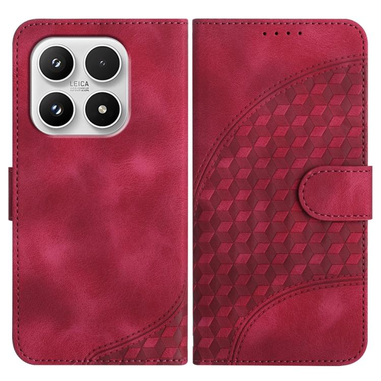 For Xiaomi 17 Elephant Head Embossed Phone Leather Case with Lanyard(Rose Red)