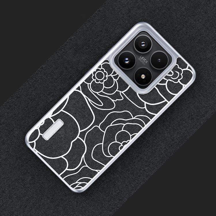 For Xiaomi 17 Embossed Camellia Wool Linen Fabric Magnetic Three Guarantees Phone Case(Black)