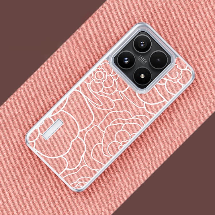 For Xiaomi 17 Embossed Camellia Wool Linen Fabric Magnetic Three Guarantees Phone Case(Pink)