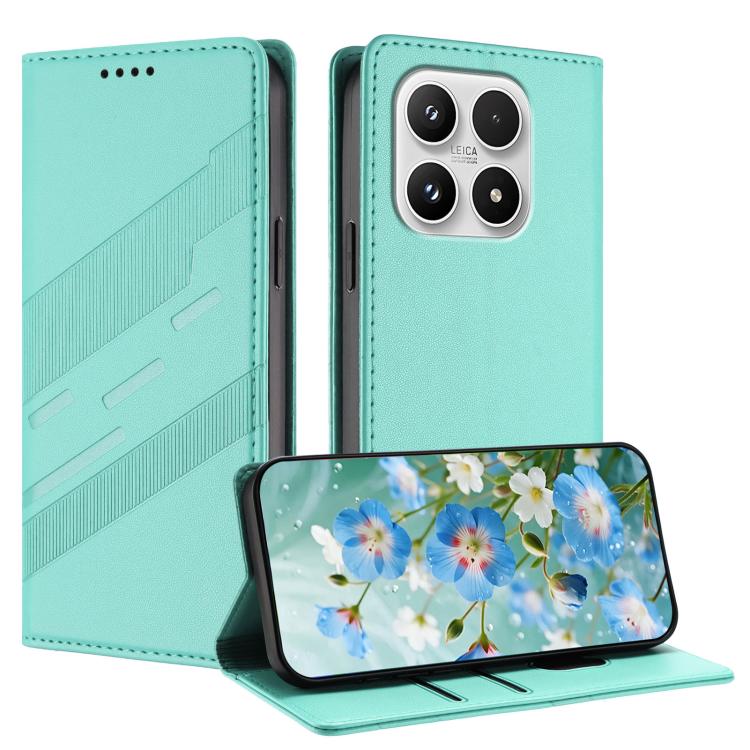 For Xiaomi 17 Embossed Multi-functional Wallet Retro Leather Phone Case(Mint Green)