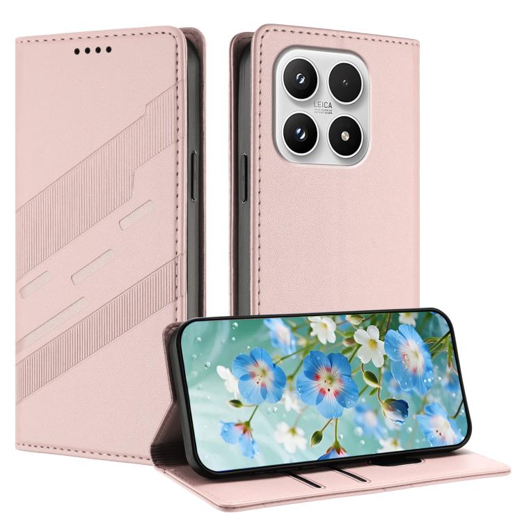 For Xiaomi 17 Embossed Multi-functional Wallet Retro Leather Phone Case(Pink)