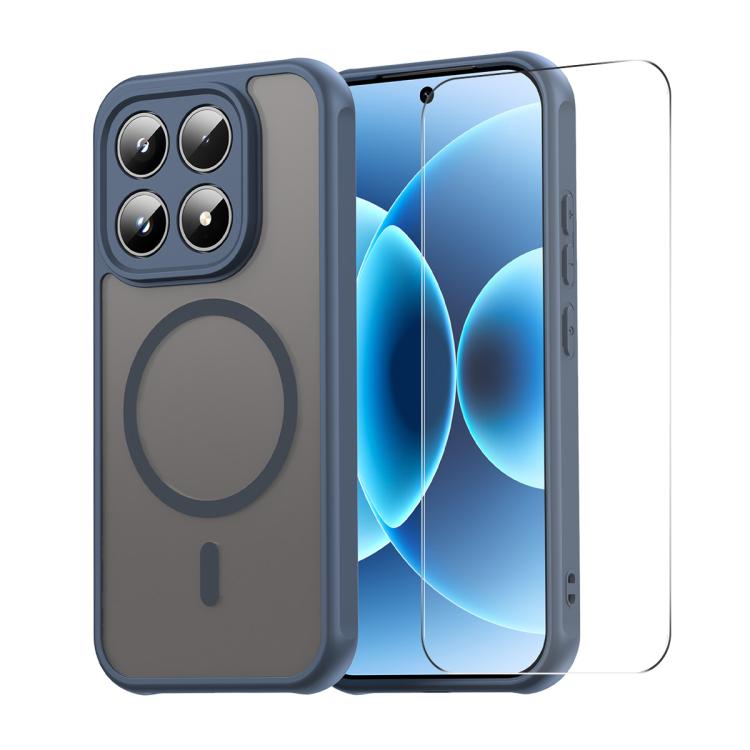 For Xiaomi 17 ENKAY Hat-Prince MagSafe Matte Translucent Shockproof Phone Case with 0.18mm High Aluminum-silicon Glass Film(Blue)