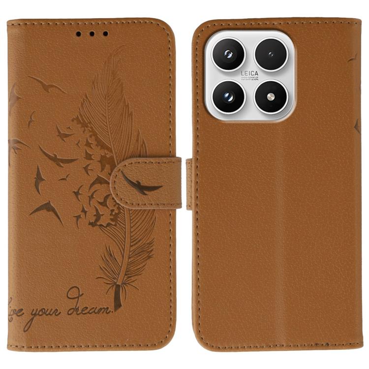 For Xiaomi 17 Feather Pattern Litchi Texture Leather Phone Case(Brown)