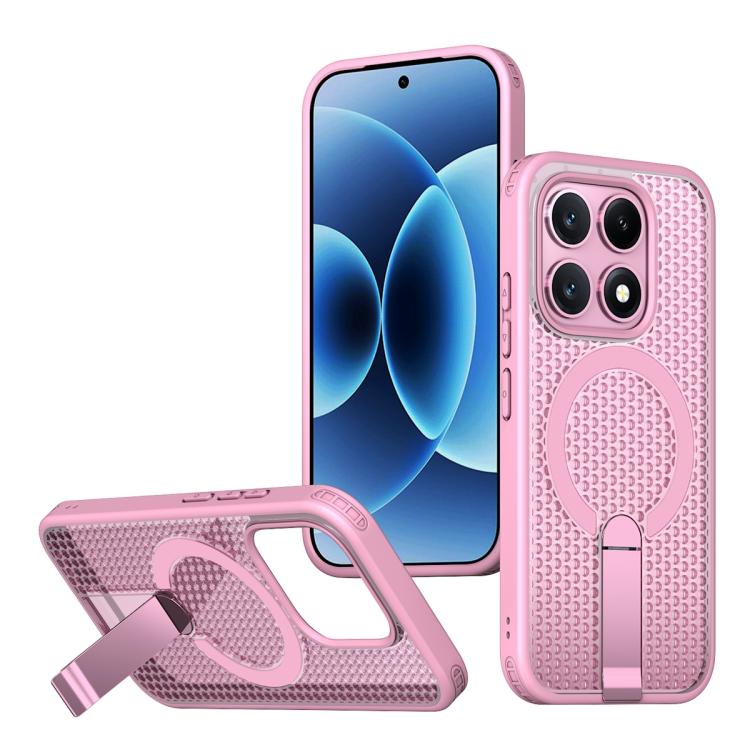 For Xiaomi 17 Honeycomb Cooling MagSafe Holder Phone Case(Pink)