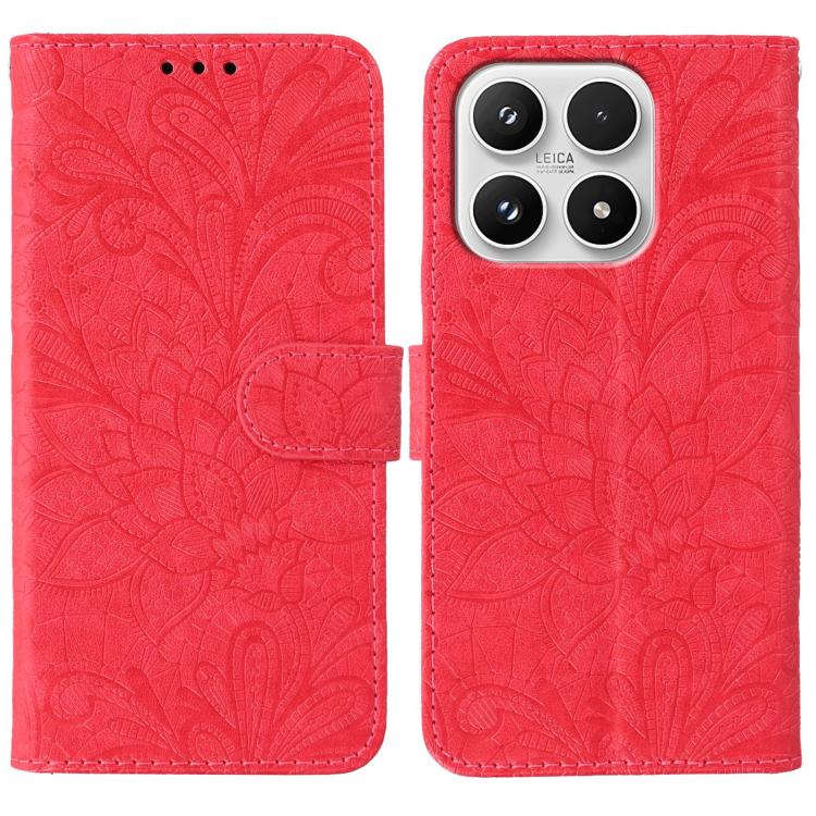 For Xiaomi 17 Lace Flower Embossing Flip Leather Phone Case(Red)
