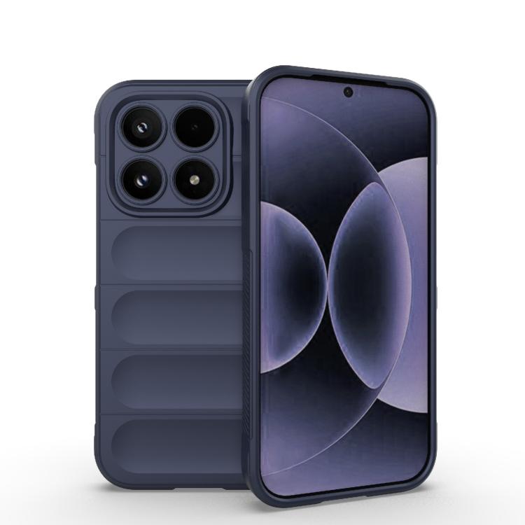For Xiaomi 17 Magic Shield TPU + Flannel Phone Case(Dark Blue)
