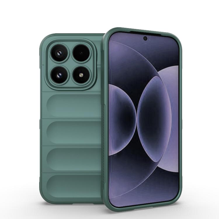 For Xiaomi 17 Magic Shield TPU + Flannel Phone Case(Dark Green)