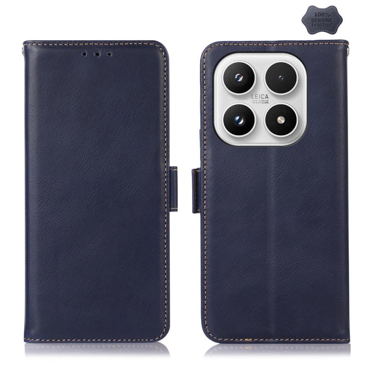 For Xiaomi 17 Magnetic Crazy Horse Texture Genuine Leather RFID Phone Case(Blue)