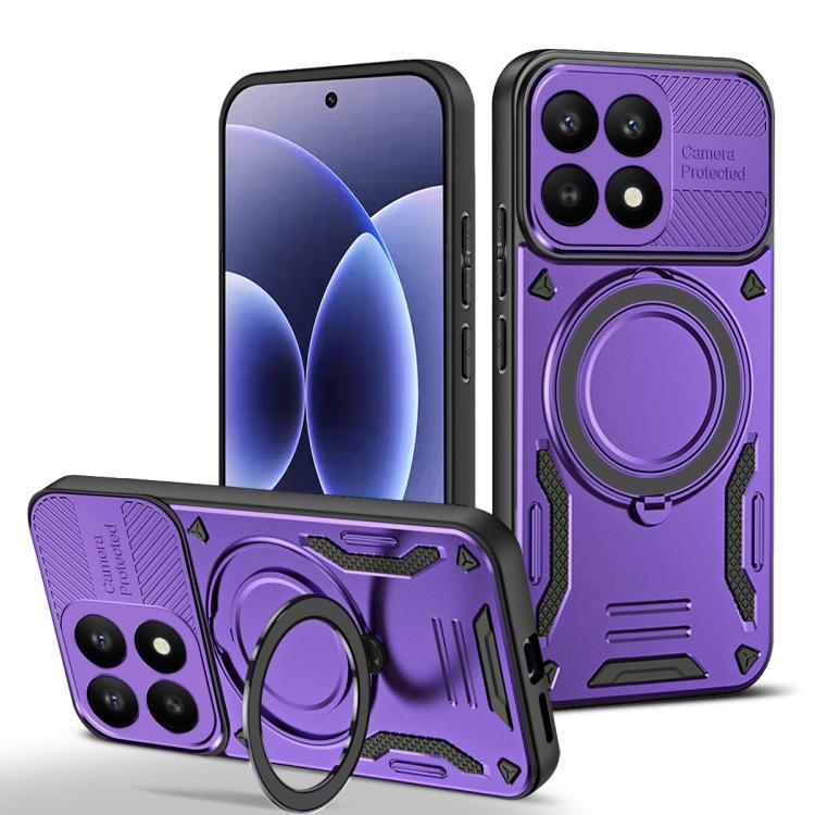 For Xiaomi 17 MagSafe 2 in 1 TPU Phone Case with Rotating Holder(Purple)